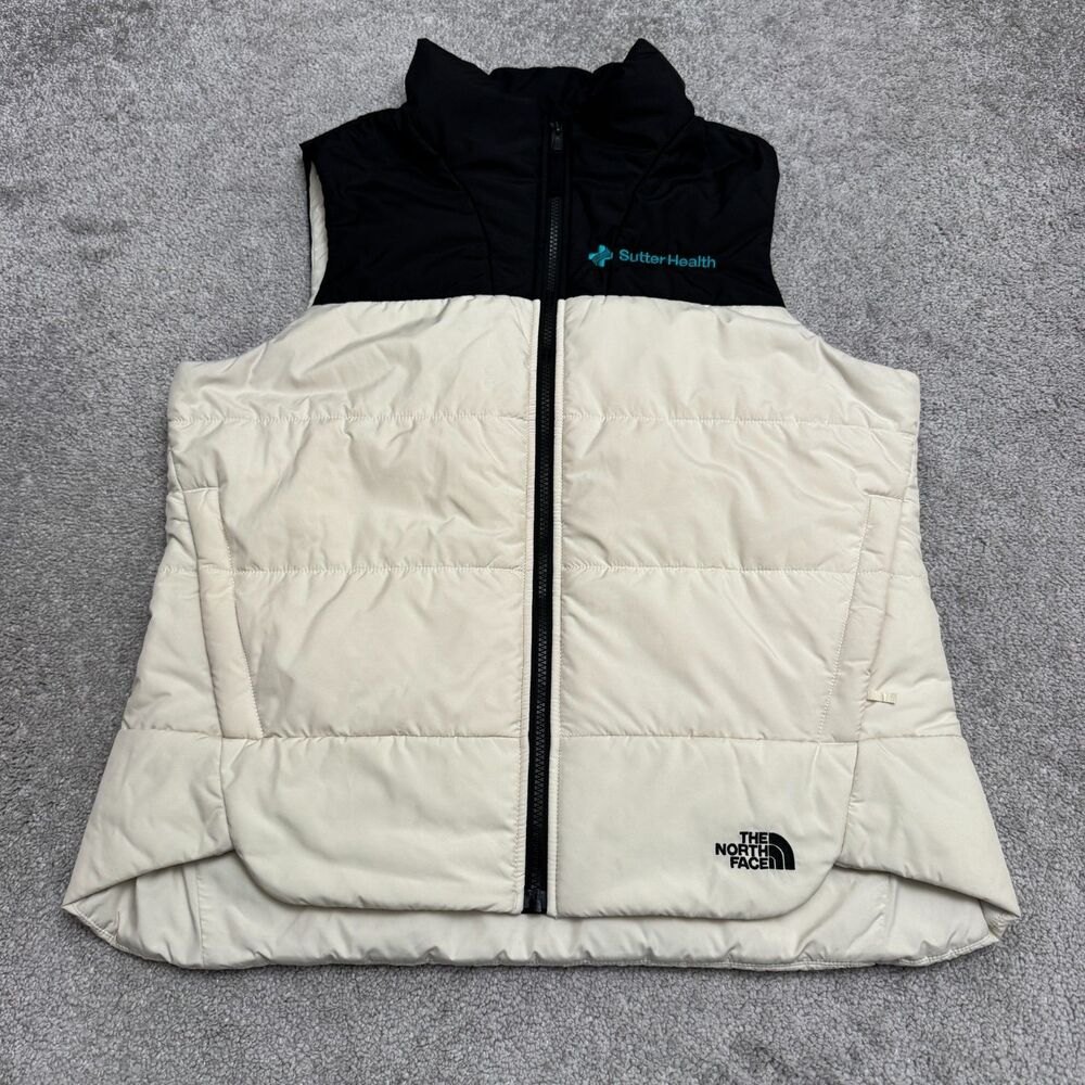 The North Face Everyday Insulated Puffer Vest WindWall Womens L Off White Black